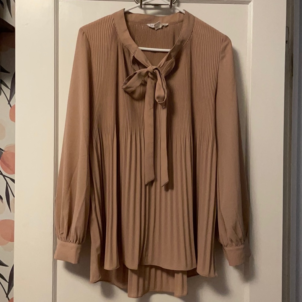 Beige pleated blouse